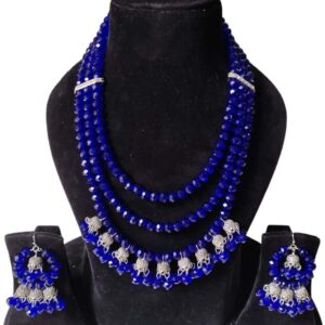 Blue necklace with Earring of Glass Beads