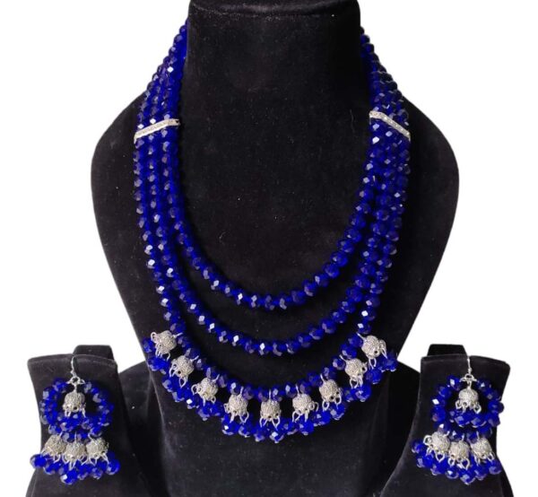 Blue necklace with Earring of Glass Beads