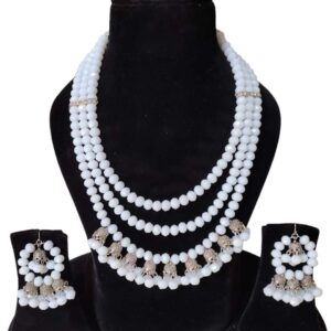 Necklace with earring Whitefor ladies